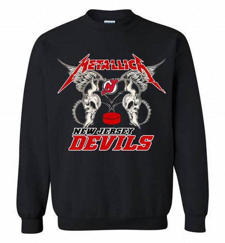 Metallica New Jersey Devils Logo Crewneck Sweatshirt - zezetee Metallica New Jersey Devils Logo Crewneck Sweatshirt - zezetee