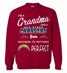 I'M A Grandma And A Chargers Fans I'm Pretty Much Perfect Crewneck Sweatshirt - zezetee I'M A Grandma And A Chargers Fans I'm Pretty Much Perfect Crewneck Sweatshirt - zezetee