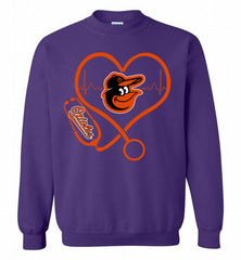 Nurse Heartbeat Baltimore Orioles Crewneck Sweatshirt - zezetee Nurse Heartbeat Baltimore Orioles Crewneck Sweatshirt - zezetee