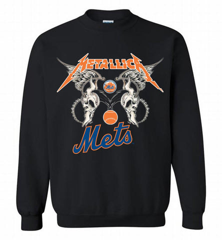 Metallica New York Mets Logo Crewneck Sweatshirt - zezetee Metallica New York Mets Logo Crewneck Sweatshirt - zezetee