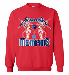 Metallica Memphis Grizzlies Logo Crewneck Sweatshirt - zezetee Metallica Memphis Grizzlies Logo Crewneck Sweatshirt - zezetee