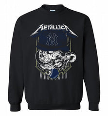 Metallica Skull New York Yankees Logo Crewneck Sweatshirt - zezetee Metallica Skull New York Yankees Logo Crewneck Sweatshirt - zezetee