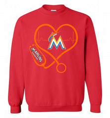 Nurse Heartbeat Miami Marlins Crewneck Sweatshirt - zezetee Nurse Heartbeat Miami Marlins Crewneck Sweatshirt - zezetee