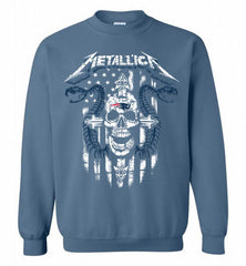 Metallica Snake Skull New England Patriots Logo Crewneck Sweatshirt - zezetee Metallica Snake Skull New England Patriots Logo Crewneck Sweatshirt - zezetee