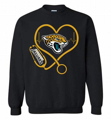 Nurse Heartbeat Jacksonville Jaguars Crewneck Sweatshirt - zezetee Nurse Heartbeat Jacksonville Jaguars Crewneck Sweatshirt - zezetee