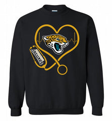 Nurse Heartbeat Jacksonville Jaguars Crewneck Sweatshirt - zezetee Nurse Heartbeat Jacksonville Jaguars Crewneck Sweatshirt - zezetee