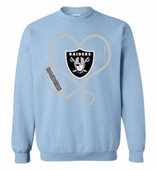 Nurse Heartbeat Oakland Raiders Crewneck Sweatshirt - zezetee Nurse Heartbeat Oakland Raiders Crewneck Sweatshirt - zezetee