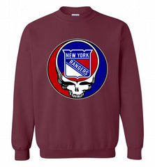 NHL TEAM NEW YORK RANGERS X GRATEFUL DEAD LOGO BAND Crewneck Sweatshirt - zezetee NHL TEAM NEW YORK RANGERS X GRATEFUL DEAD LOGO BAND Crewneck Sweatshirt - zezetee