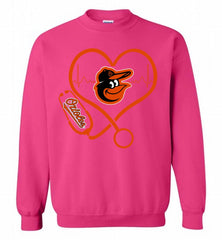 Nurse Heartbeat Baltimore Orioles Crewneck Sweatshirt - zezetee Nurse Heartbeat Baltimore Orioles Crewneck Sweatshirt - zezetee
