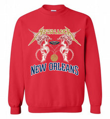 Metallica New Orleans Pelicans Logo Crewneck Sweatshirt - zezetee Metallica New Orleans Pelicans Logo Crewneck Sweatshirt - zezetee