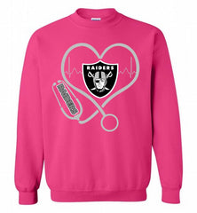 Nurse Heartbeat Oakland Raiders Crewneck Sweatshirt - zezetee Nurse Heartbeat Oakland Raiders Crewneck Sweatshirt - zezetee