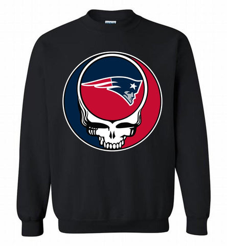 New England Patriots Grateful Dead Logo Band Crewneck Sweatshirt - zezetee New England Patriots Grateful Dead Logo Band Crewneck Sweatshirt - zezetee