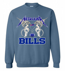 Metallica Buffalo Bills Logo Crewneck Sweatshirt - zezetee Metallica Buffalo Bills Logo Crewneck Sweatshirt - zezetee