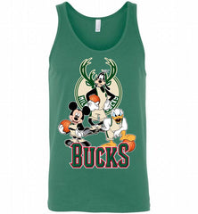 Mickey Goofy Donald Loves Milwaukee Bucks Basketball Fans Tank - zezetee