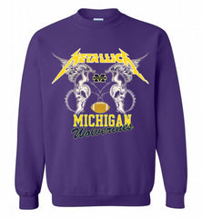 Metallica Michigan Wolverines Logo Crewneck Sweatshirt - zezetee