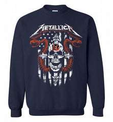Metallica Snake Skull Cincinnati Bengals Logo Crewneck Sweatshirt - zezetee