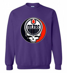 NHL TEAM EDMONTON OILERS X GRATEFUL DEAD LOGO BAND Crewneck Sweatshirt - zezetee