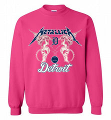 Metallica Detroit Tigers Logo Crewneck Sweatshirt - zezetee