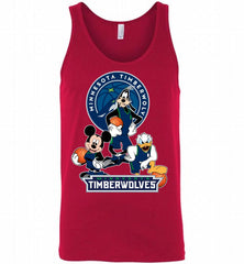 Mickey Goofy Donald Loves Minnesota Timberwolves Basketball Fans Tank - zezetee