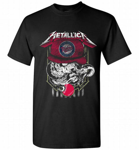 Metallica Skull Minnesota Twins Logo Shirt - zezetee