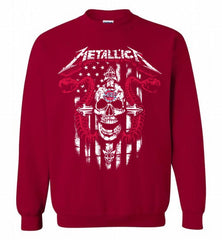 Metallica Snake Skull Detroit Pistons Logo Crewneck Sweatshirt - zezetee
