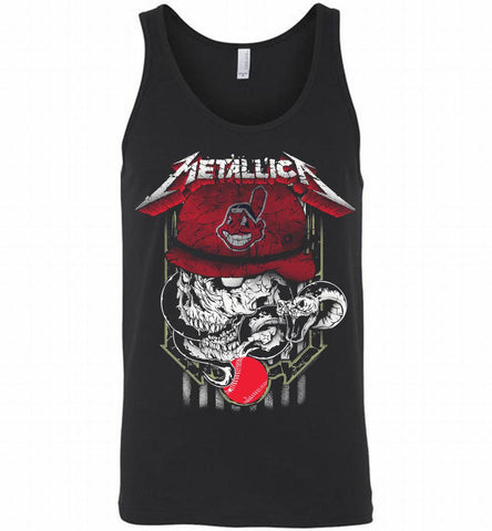 Metallica Skull Cleveland Indians Logo Tank - zezetee