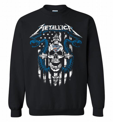 Metallica Snake Skull Oklahoma City Thunder Logo Crewneck Sweatshirt - zezetee