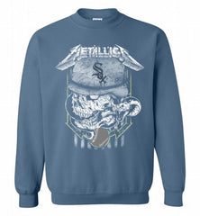 Metallica Skull Chicago White Sox Logo Crewneck Sweatshirt - zezetee