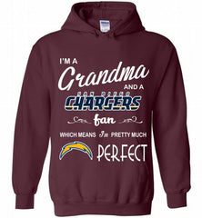 I'M A Grandma And A Chargers Fans I'm Pretty Much Perfect Hoodie - zezetee
