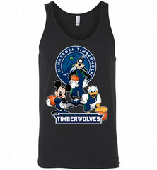 Mickey Goofy Donald Loves Minnesota Timberwolves Basketball Fans Tank - zezetee