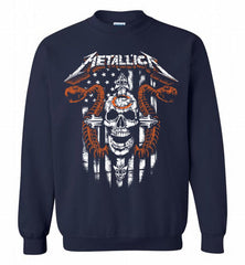 Metallica Snake Skull Chicago Bears Logo Crewneck Sweatshirt - zezetee