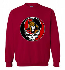 NHL TEAM OTTAWA SENATORS X GRATEFUL DEAD LOGO BAND Crewneck Sweatshirt - zezetee