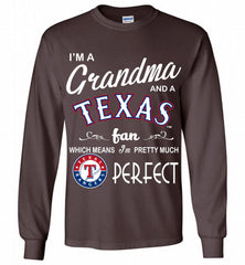 I'M A Grandma And A Texas Rangers Fans Gift Gildan Long Shirt - zezetee