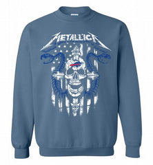 Metallica Snake Skull Buffalo Bills Logo Crewneck Sweatshirt - zezetee