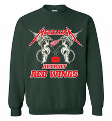 Metallica Detroit Red Wings Logo Crewneck Sweatshirt - zezetee
