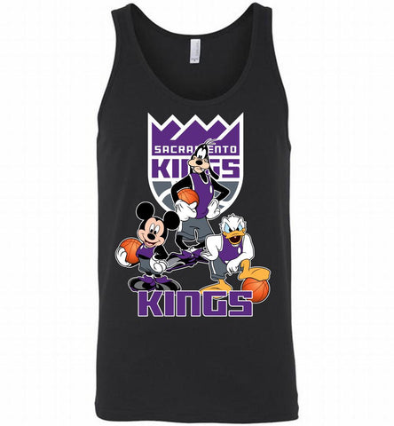 Mickey Goofy Donald Loves Sacramento Kings Basketball Fans Tank - zezetee