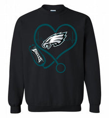 Nurse Heartbeat Philadelphia Eagles Crewneck Sweatshirt - zezetee