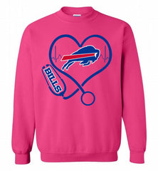 Nurse Heartbeat Buffalo Bills Crewneck Sweatshirt - zezetee