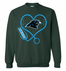 Nurse Heartbeat Carolina Panthers Crewneck Sweatshirt - zezetee