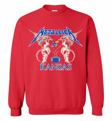 Metallica Kansas Jayhawks Logo Crewneck Sweatshirt - zezetee