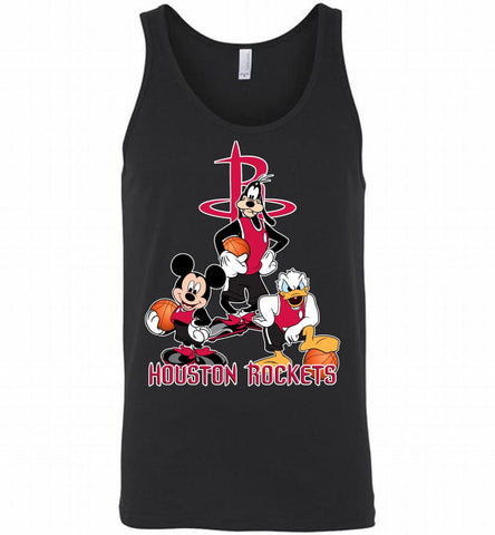 Mickey Goofy Donald Loves Houston Rockets Basketball Fans Tank - zezetee