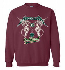 Metallica Oakland Athletics Logo Crewneck Sweatshirt - zezetee