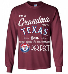 I'M A Grandma And A Texas Rangers Fans Gift Gildan Long Shirt - zezetee