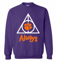 CLEMSON TIGERS UNIVERSITY PAW DEATHLY HALLOWS ALWAYS GIFT Crewneck Sweatshirt - zezetee
