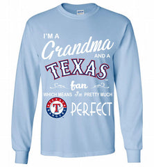 I'M A Grandma And A Texas Rangers Fans Gift Gildan Long Shirt - zezetee