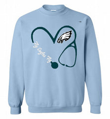 PHILADELPHIA EAGLES LOVE NURSE FLY EAGLES FLY Crewneck Sweatshirt - zezetee