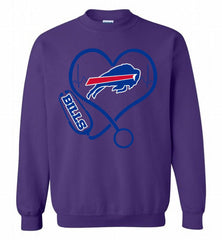 Nurse Heartbeat Buffalo Bills Crewneck Sweatshirt - zezetee