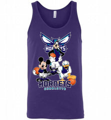 Mickey Goofy Donald Loves Charlotte Hornets Basketball Fans Tank - zezetee