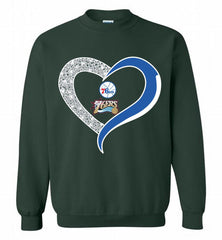 Philadelphia 76ers In Diamond Heart Crewneck Sweatshirt - zezetee