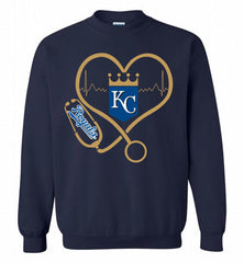 Nurse Heartbeat Kansas City Royals Crewneck Sweatshirt - zezetee